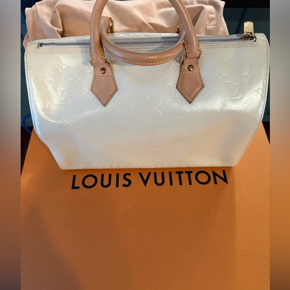 Louis Vuitton Speedy 35 Vernis Pearl Perle 🔥RARE🔥 Vintage Bag COA